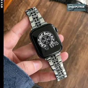 retro Suitable for Apple Watch Metal Strap Black Gold Wristband WearableGT