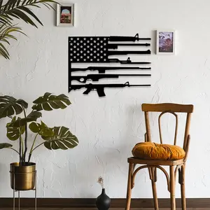 1pc, American Flag Gun Metal Wall Art, Personalized Gun Flag Name Sign, Gun Lover's Gift, Home Decor, Flag Metal Decor Iron Hanging Lantern Hangable