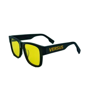 Vista Yellow Sunglasses with Black Frame and Versus Logo for Stylish Protection