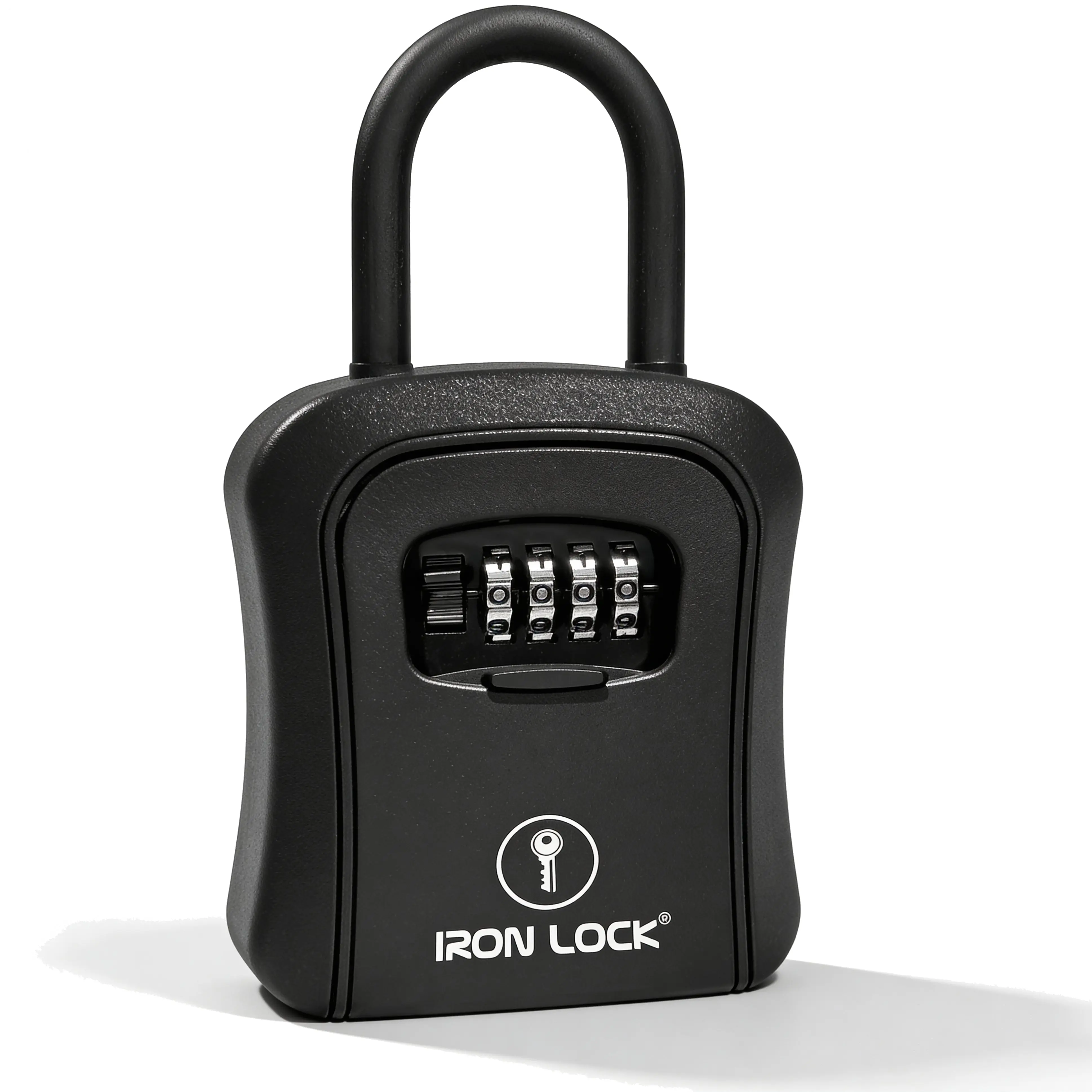 Iron Lock Portable Key Lock Box Medium, U-Shackle, Combination (Black)