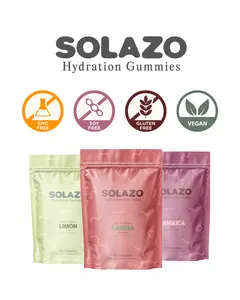 Solazo Hydration Gummies – Electrolyte Gummies with 900mg of 5 Key Electrolytes | Authentic Agua Fresca Flavors: Watermelon, Lime & Hibiscus | Vegan, Gluten-Free, Non-GMO, Soy Free, Dairy Free, No Artificial Flavors or Colors | 60 Count (20 Servings)