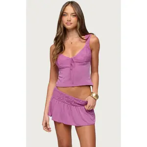 Edikted Women's Vessa Lacey Front Tie Top