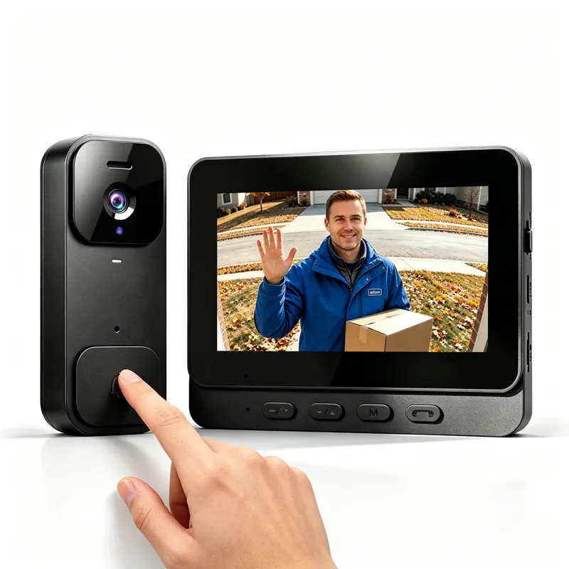 Wireless Video Doorbell Camera with Screen - No WiFi/App Required, Night Vision, 2-Way Audio, Battery Powered, Easy Installation, No Subscription Fee, Gift for Parents, Christmas Present