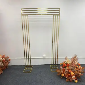 3pc Set Square Wrought Metal Frame Gold Backdrop