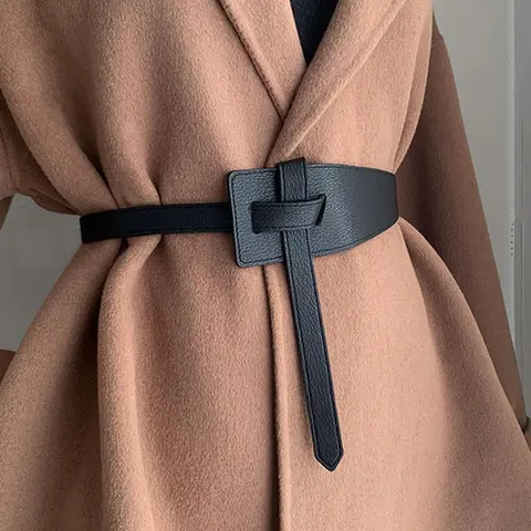Women's Plain Color Fashion PU Leather Belt, Adjustable Belts, Stylish Belts, Versatile Fashion Belt, Casual Waistband for Dresses Coat, Trendy All-match Clothing Accessory