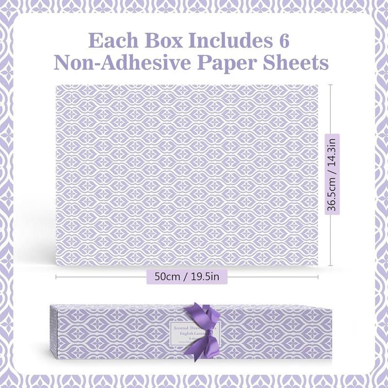 SCENTORINI Lavender Scented Drawer Liners, 6 Sheets Fragrant Paper Liners Non-Adhesive Paper Sheets for Home Closet, Dresser Drawers, for Home Fragrance