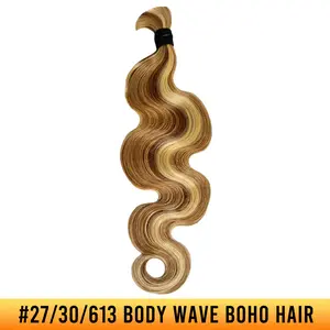 Ygwigs #27/30/613 Piano Color Bulk Hair for Braiding Deep Wave Body Wave