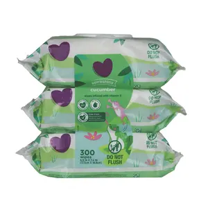 Cucumber Scent Wipes 300 Count 2-Ply Resealable Hypoallergenic Refreshing Cucumber Scented for Sensitive Skin