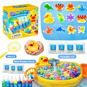 CRAFTSPOT! Magic Water Elf Toy Set – Duck Pool DIY Gel Animals, 12 Paints, 12 Molds, Non-Toxic STEM Sensory Toy for Kids