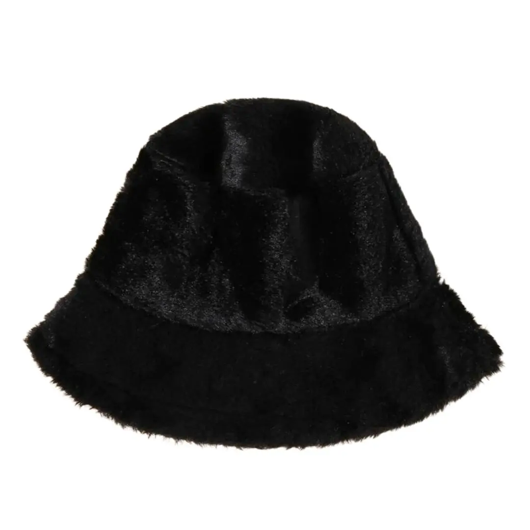 COCUS POCUS Black Faux Fur Bucket Hat - Enjoy Comfort in Every Wear hat