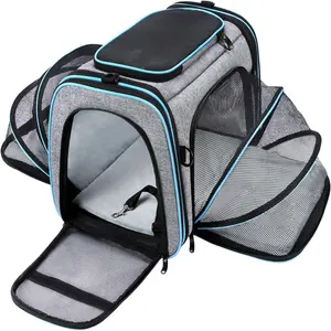 Cat Carriers Dog Carrier Expandable - Large Soft Sided   Airline Carrier Soft Sided Polyester  Tote with Removable Fleece Pad, Breathable Mesh Windows & Reflective Bands for Small Medium Dogs & Cats pet travel gear