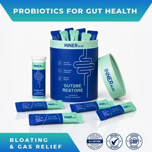 Probiotics for Gut Health — Gut2Be Restore System: Bloating and Gas Relief, Daily 2 Step Synbiotic with Prebiotics and Digestive Enzymes for Women and Men Natural Wellness Boost Natural Supplements
