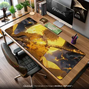 Zenitsu Thunder Clash Mouse Pad – Demon Slayer Yellow Lightning Art, Anime Desk Mat, Gaming Setup Gift, Otaku Decor