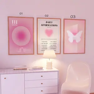 pink Aura Poster Set, Set of 3 Affirmation Poster, Trust Graident Poster Set, Retro Aura Poster, Spiritual Wall Art
