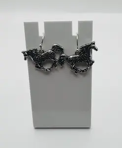 Filigree Metal Horse Dangle Earrings Hanging with Stopper Trotting Durable Western Charm Drop Earrings for Daily Wear