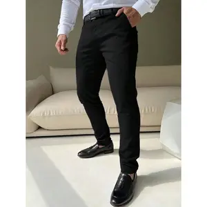 (Gold promotion)Manfinity Mode Men's Casual Solid Color Tapered Dress Pants