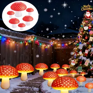 6 PCS Eco-Friendly Mushroom-Shaped Paper Lanterns Set - 8in, 12in, 14in Sizes, Transparent with Polka Dots, Hanging Decoration Ornaments for Nursery, Christmas Party, Ideal Room Decorations Gift for Home Supplies