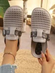 Women's Breathable Mesh Slip-On Shoes, Soft Sole Rubber Anti-Slip Mules, Soft Clogs, Versatile Summer Footwear, Comfortable Lazy Person Sandals