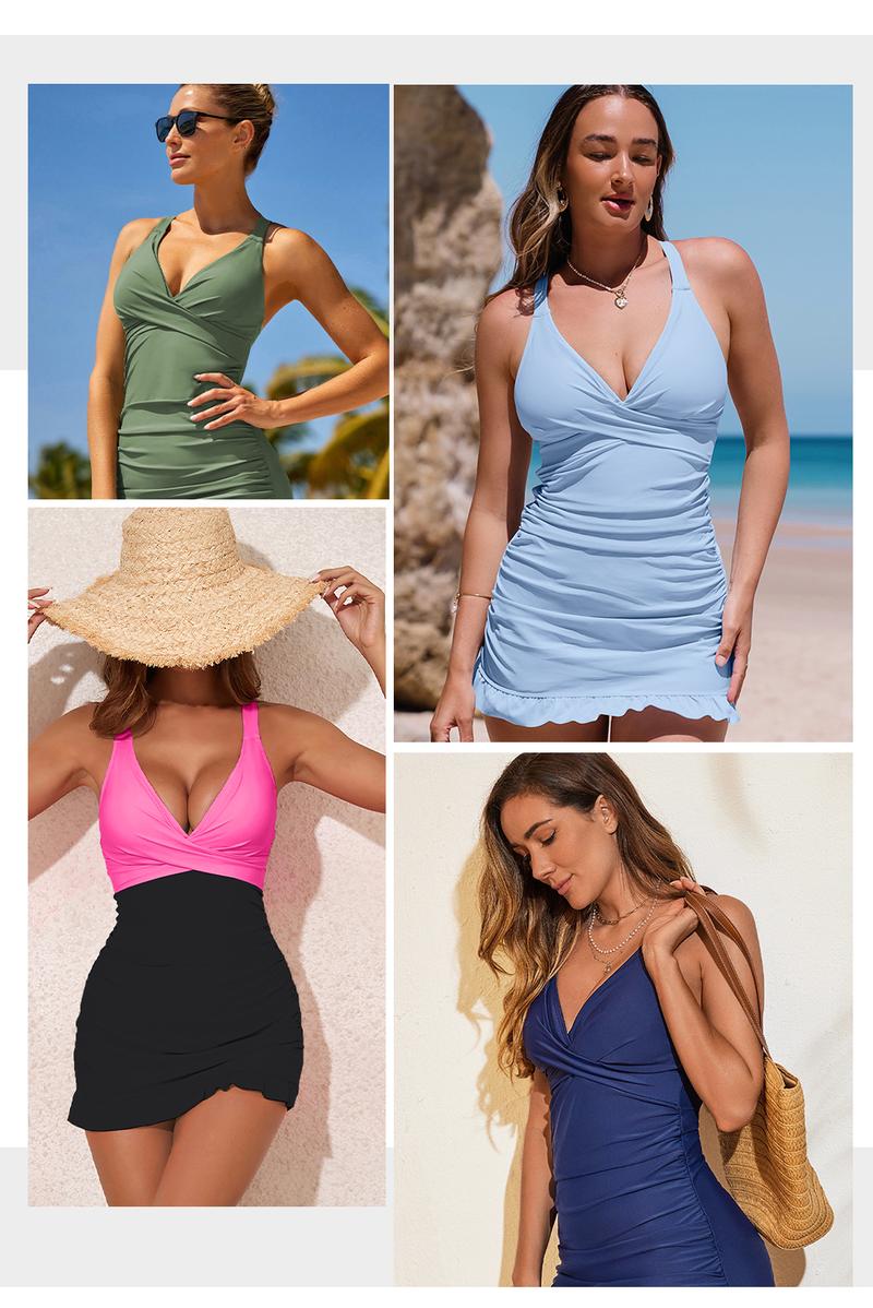 Aleumdr Women Retro Tankini Swimdress Bathing Suits Two Piece Tankini Tops with Bikini Bottoms Twist Swimwear Sport Swimming Clothing Beach Open Back Halter Tankiniswimwear Tankinisuit Aleumdr Women Retro Tankini Swimdress Bathing Suits Two Piece Tankini Tops with Bikini Bottoms Twist Swimwear Sport Swimming Clothing Beach Open Back Halter Tankiniswimwear Tankinisuit