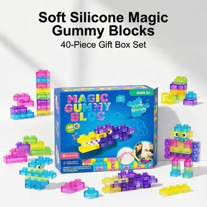 Party Favors Jelly Building Blocks, Sensory Fidget Kids Toys, Assembling Building Blocks, Educational & Transparent Soft Silicone, Flexible, Enhances Hands-On Skills
