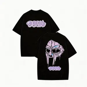 Unisex Loose Fit Graphic Short-Sleeve Streetwear Clothing T-Shirt - Washed Vintage Round Neck Fashion Casual Clothes with Metal Mask, Hip-Hop Harajuku Distressed Design, Ideal Valentine’s Day Gift (Sports & Outdoor Sports Tops)