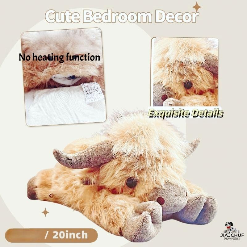 Highland Cow Plush Toy, Weightless Highland Cow Stuffed Animal, Cute Cow Design, Soft Stuffed, Comfortable Teddy Bear for Kids and Adults, Surprise Gift for Grandchildren