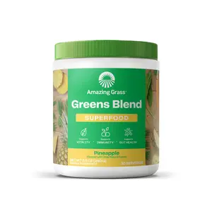 Amazing Grass Greens Blend Vitality Pineapple, 30 Servings | Superfood Greens Powder Mix, Organic Spirulina, Chlorella, Digestive Enzymes & Probiotics