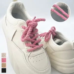 Retro Style Round Hemp Rope Laces for Men and Women, Chunky Twisted Design Shoelaces for Sneaker and Casual Shoe DIY