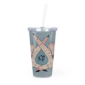 Hands XO Plastic Tumbler with Straw