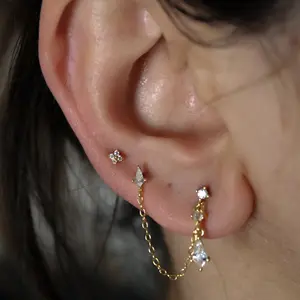 Double Piercing Drop Studs
