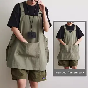 Japanese Waterproof Apron, Unisex Kitchen & Coffee Shop Workwear, Dual-Sided Design, Pockets for Storage, Back-To-School Season Essential