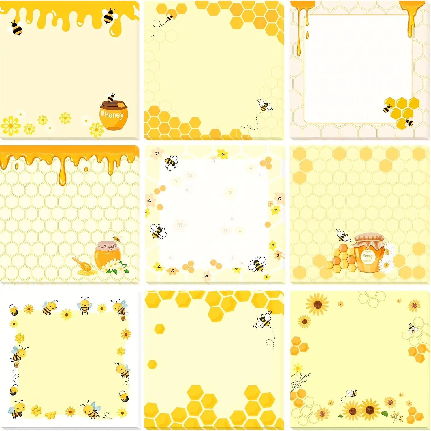 9pcs Bee Gift Sticker Set, Floral Pattern Sticker, Sticker Sheets, Aesthetic Stickers, Cute Stickers, Cute Scrapbooking, Stickers Kit, Self-Adhesive Memo Pad & To-Do List, Perfect for Bee Enthusiasts, Students, Teachers, Office Supplies