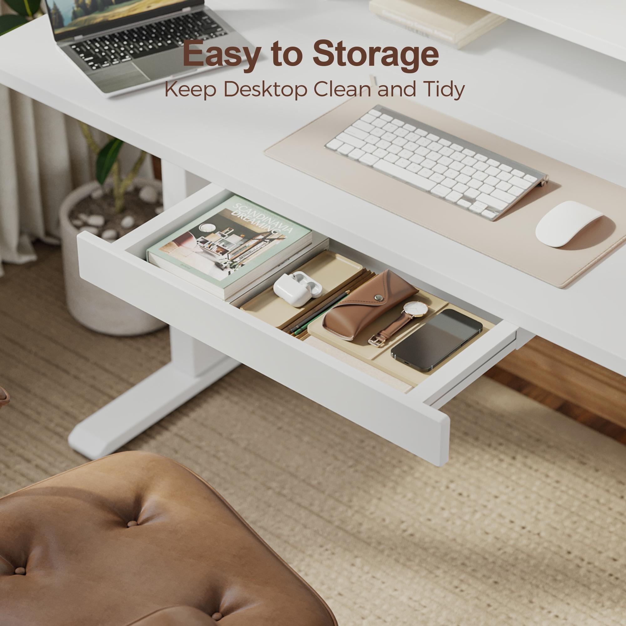 Agilestic Standing Desk with 3 Drawers, Height Adjustable Electric  Sit Stand Up Desk, Computer Workstation with Large Storage Shelf and 2 Hooks,Gaming Desks Gifts for Men and Women,Black/White/Rustic Brown