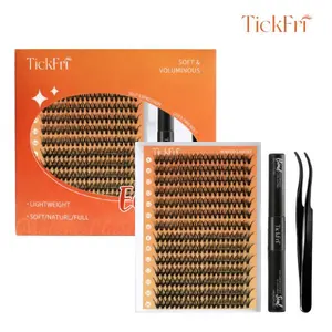 TickFri SoftAiry DIY Cluster Lashes 30D & 40D Mixed Length False Eyelashes with Bond Glue Tweezers for Beginners Easy At-Home Application Eyelash Set