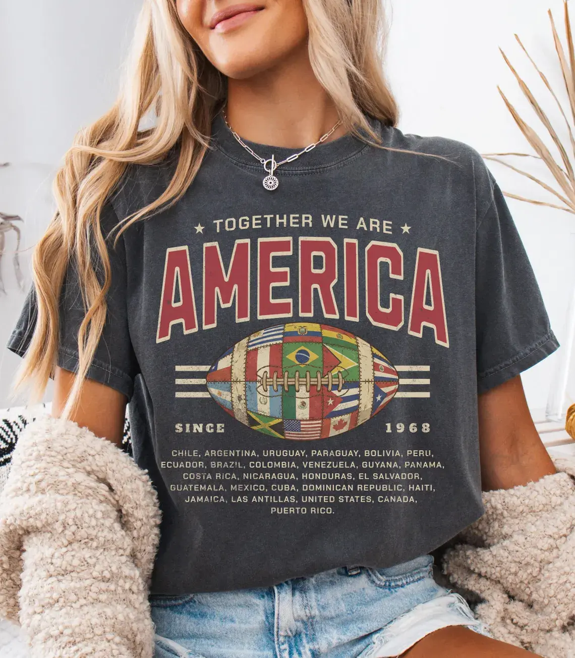 Together We Are America Shirt, American Football Shirt, Latin American Pride Tee, Hispanic Heritage Puerto Rico Unisex Shirt