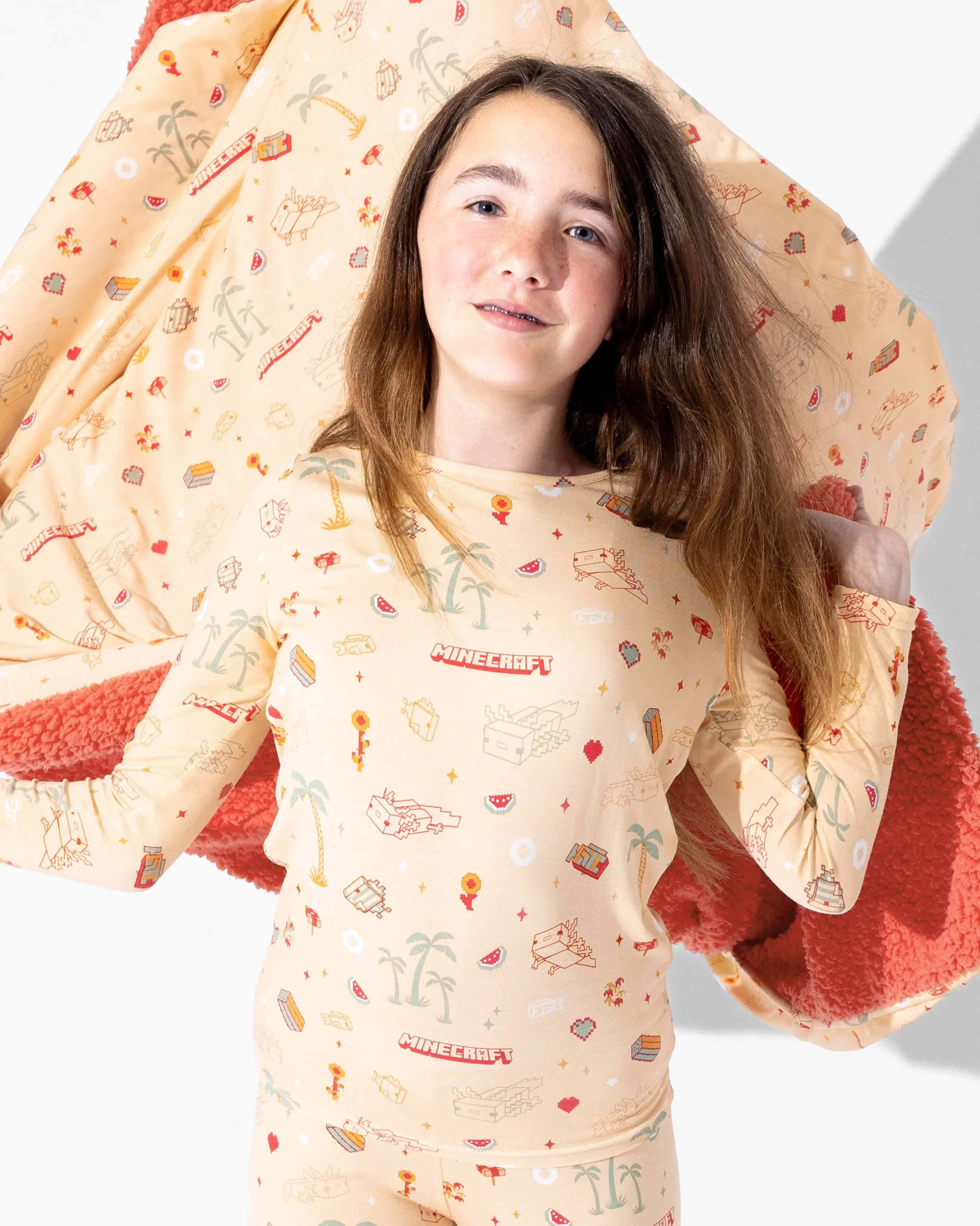 Bellabu Bear Minecraft Bamboo Sherpa Blanket - All Over Print Comfy and Cozy Throw, Soft Breathable Rayon Fiber Summer Bedding, All Over Print Blankets & Throws