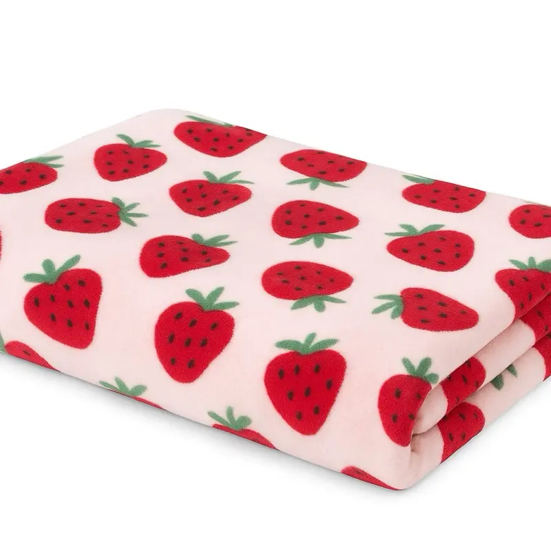 Super Absorbent 4-Layer Fleece Liner for Small Pets - Strawberry Print Top, light Pink Bottom