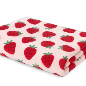 Super Absorbent 4-Layer Fleece Liner for Small Pets - Strawberry Print Top, light Pink Bottom