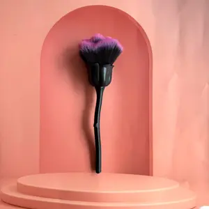 Single Gentle Soft-Bristle Blush Brush & Loose Powder Brush - Sakura Pink/Purple Rose-Shaped Nail Dust Cleaning Brush, Multi-Functional Beauty Tool Handle Smooth