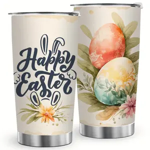 20oz Happy Easter Tumbler Stainless Steel, Easter Egg Water Bottle, Ideal Gift for Summer Winter Drinkware, Outdoor Travel Accessories