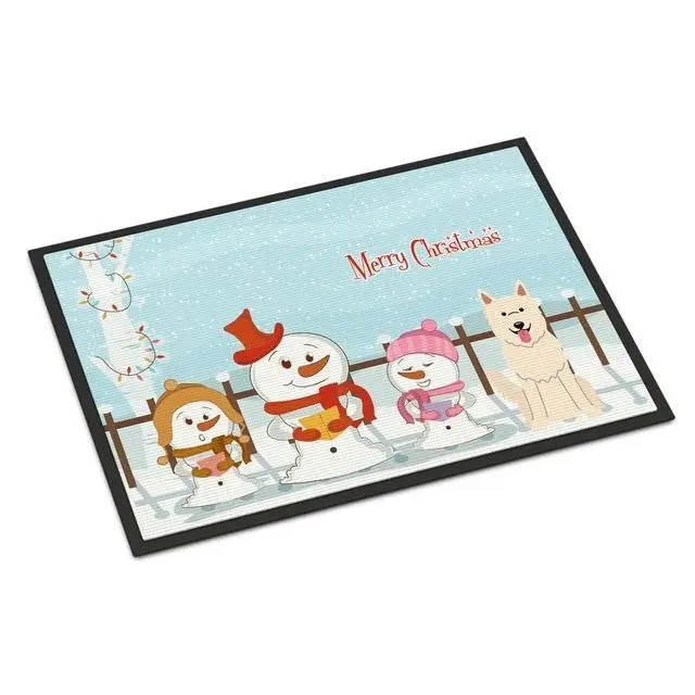Carolines Treasures Merry Christmas Carolers White German Shepherd Indoor-Outdoor Garden Mat, 24"h x 0.25"w x 36"l, Fade-Resistant Household Textile Rug