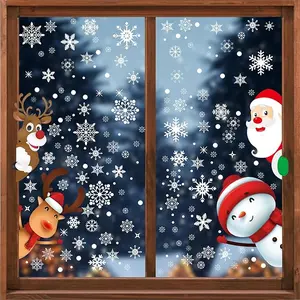 80PCS Xmas Window Decor Snowflake Santa Reindeer Stickers Festive Clings for Home Fireplace Winter Holiday Easy to Use