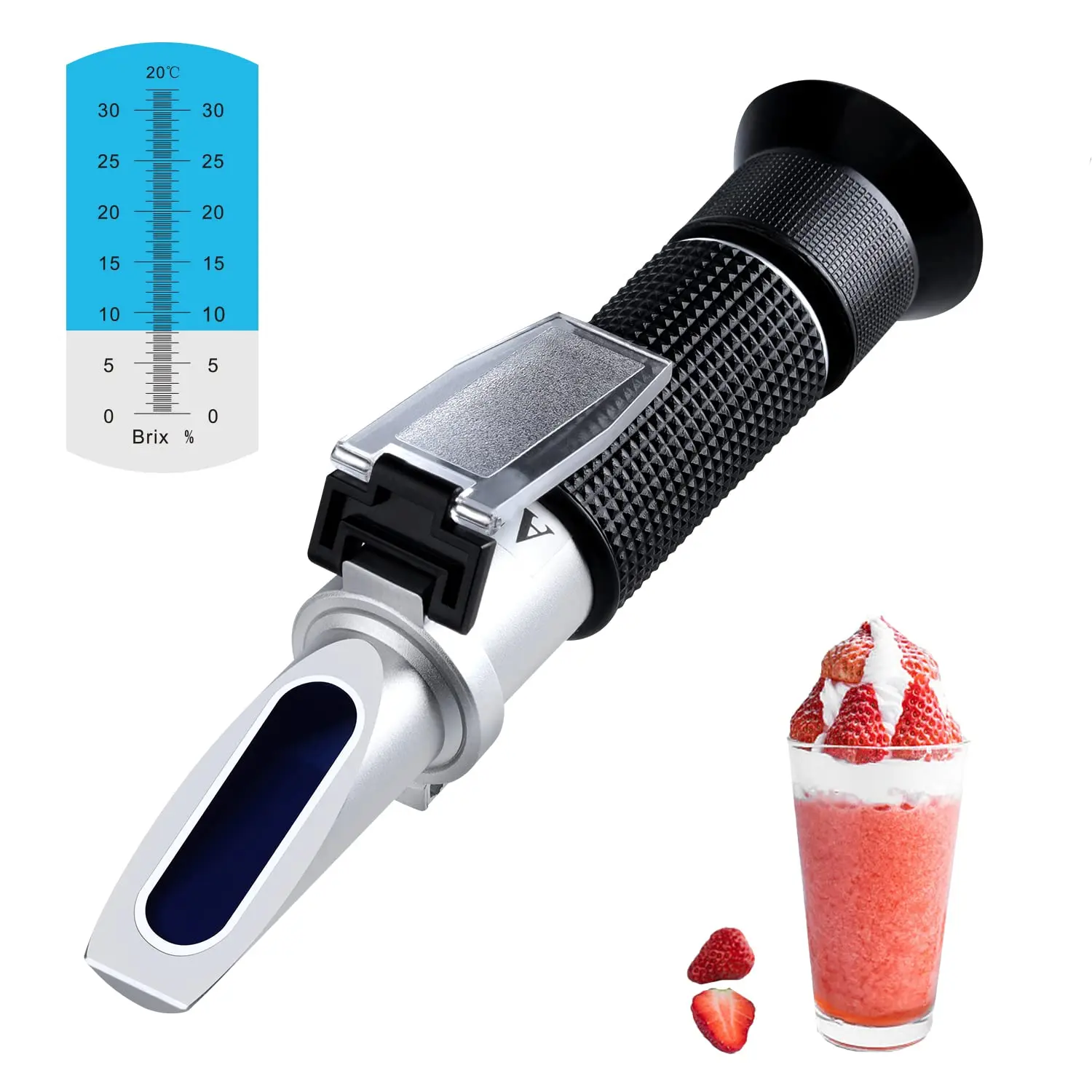 Brix Refractometer with ATC, Handheld Brix Meter Hydrometer 0-32% Portable Sugar Content Reader for Fruits, Saccharimeter Refractometer Set