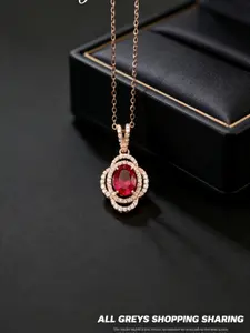 S925 Pure Silver Necklace, New Ruby Pendant, Trendy Fashion Choker, Gift for Girlfriend, 2026 Model