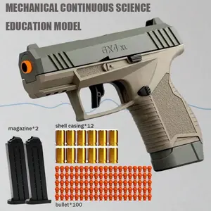 Soft Bullet Shooting Toy Pistol - 100 Bullets, 12 Shells, 2 Mazines, Outdoor Sports Fun, Perfect Christmas Halloween Birthday Present