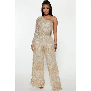 Famous Fringe Jumpsuit - Gold