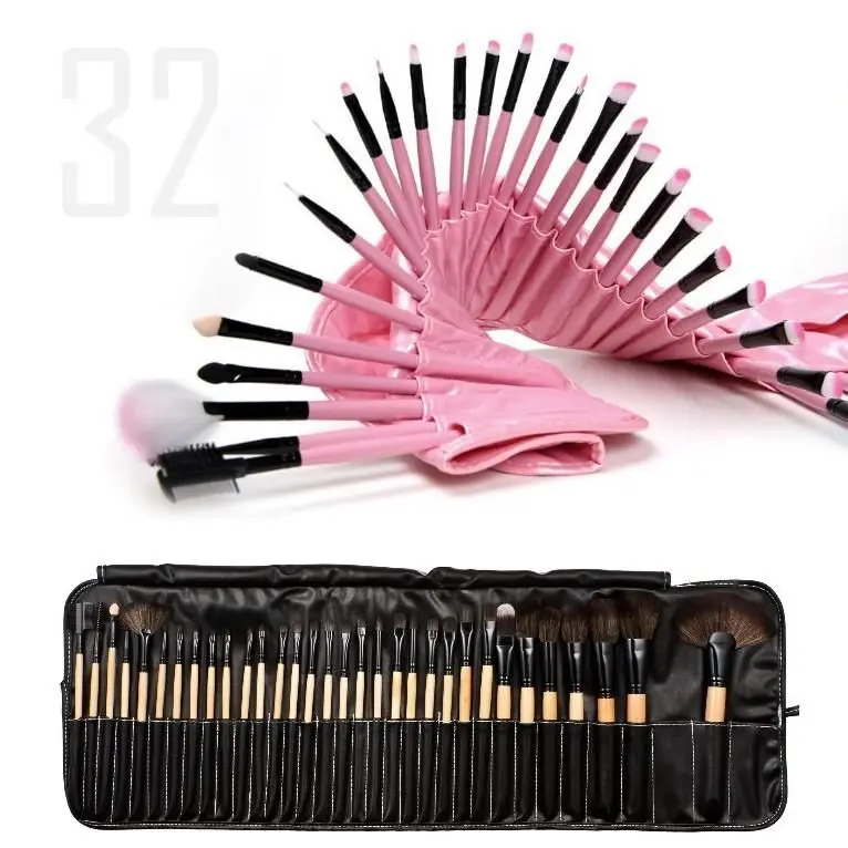 32-Piece Professional Synthetic Makeup Brush Set with Carrying Case - Cruel-Free, Dense-Bristle, Full-Face Brushes for Eyeshadow, Foundation, Contour, Glam Glitz Looks, Cruelty-Free Face Brushes, Dense-Bristle Face Brushes
