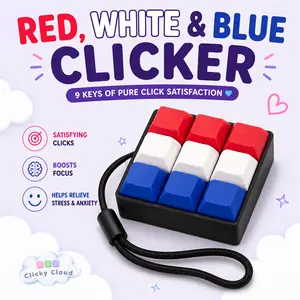 Mechanical Clicky Fidget, Keyboard Switch, ASMR Fidget, Stim Toy, Button Clicker Keyboard Fidget, 9 Key Caps, DIY