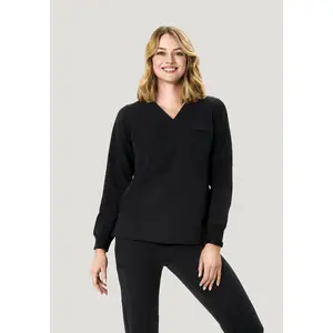 Long Sleeve One Pocket Top Black