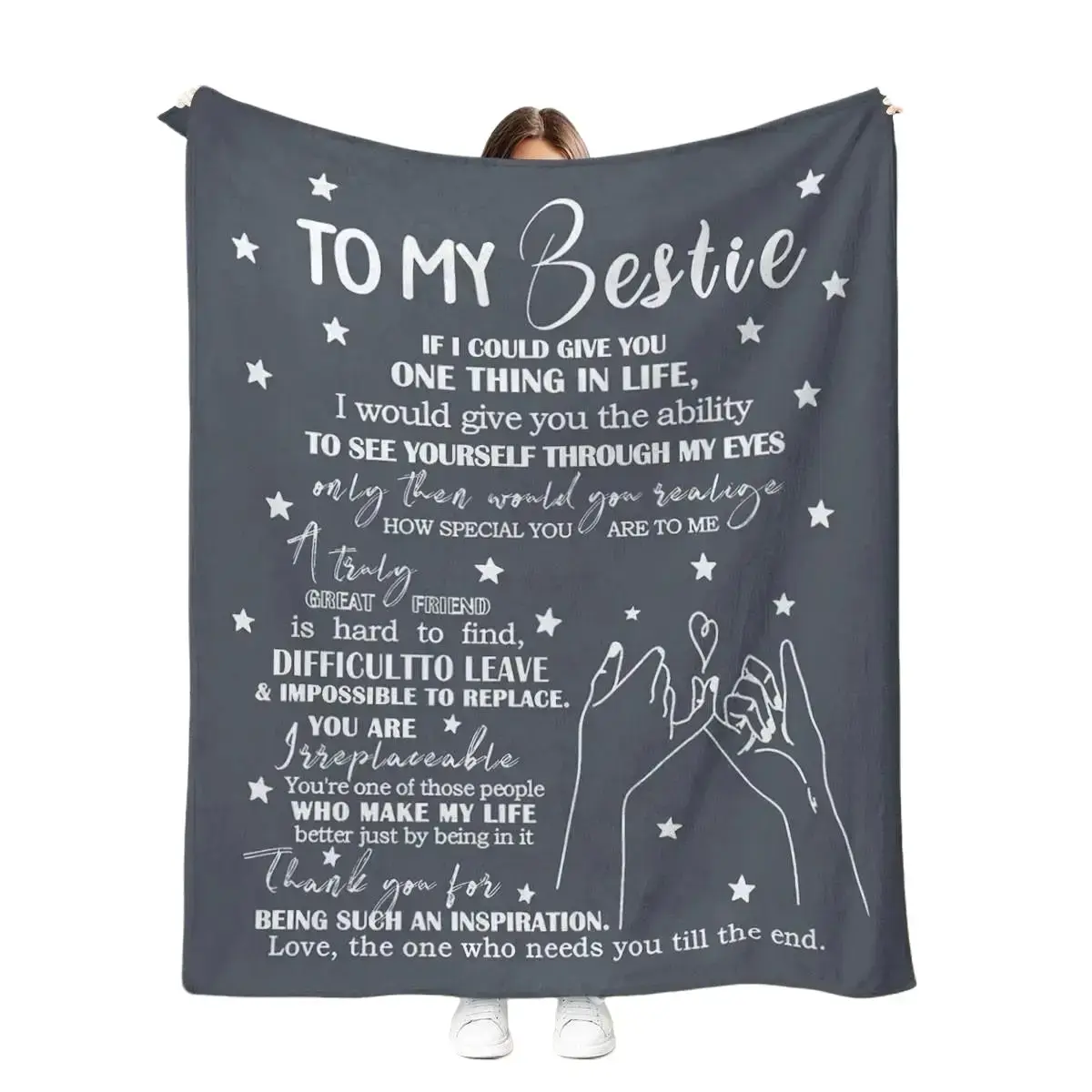 Snycler Best Friend Blanket for Women & Men, BFF Gifts for Women & Friends, Birthday & Grey Soft Throw Blanket, Slogan Print Blanket, Soft Blankets